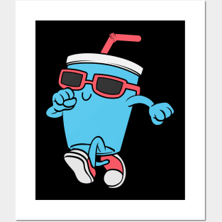 Mug with Drinking straw as Runner with Sunglasses Posters and Art